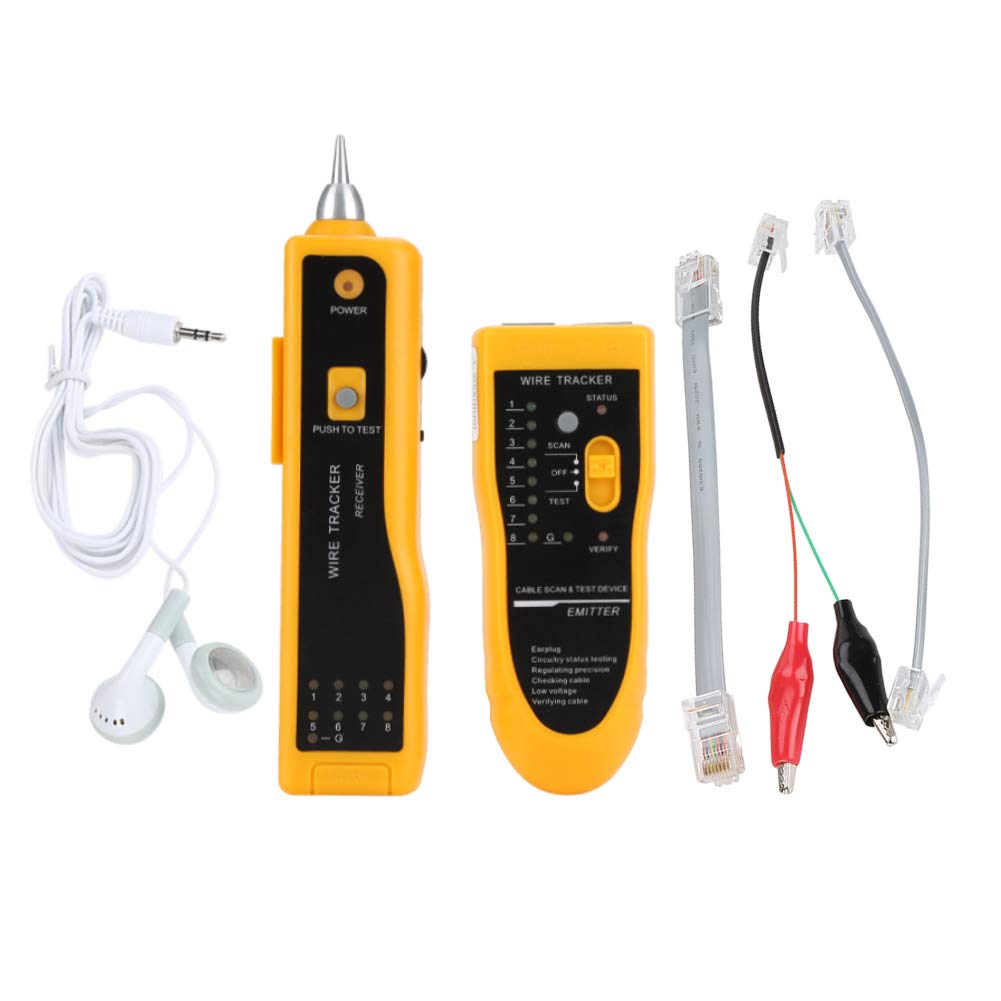 Wire Tracker, RJ11 RJ45 Finder LAN Cable Toner Tester, Ethernet Network Cable Tracer Kit, with an Earphone, RJ11 RJ45 Tester for Network LAN Ethernet Cable Collation