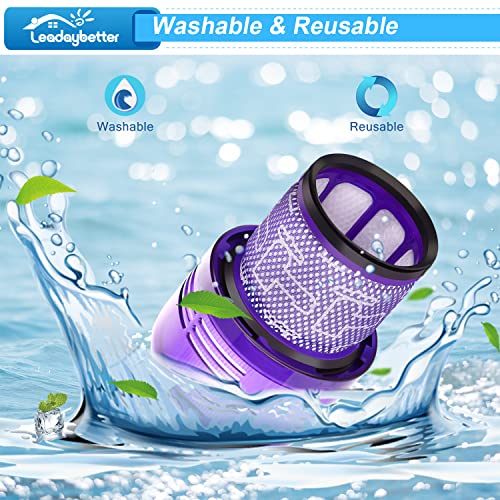 Leadaybetter Filter Replacement for Dyson V11 SV14 SV15 SV17 SV28 Animal Extra Torque Drive Complete, V15 SV22 SV47 Detect Submarine Vacuum, Compare to Part 970013-02 (2 Pack Filters)