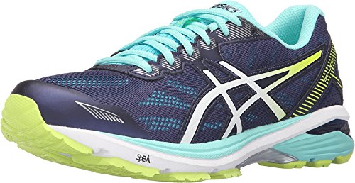 ASICS Women's Gt-1000 5 Running Shoe, Indigo Blue/White/Safety Yellow, 7.5 M US