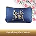 Heather & Willow 6 Piece Set | Navy Blue Bride Tribe Canvas Cosmetic Makeup Clutch Gifts Bag for Bridesmaid Proposal Box & Bridesmaids Bachelorette Party Favors