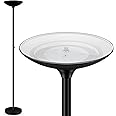 30W Torchiere Floor Lamp - 3600LM Super Bright LED Floor Lamp, 71 Inch Stepless Dimmable Standing Lamp with 3000K Lighting, Rotary Switch, Tall Metal Torch Floor lamps for Living Room/Bedroom (Black)