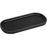 Luxspire Bathroom Vanity Tray, Oval Soap Dispenser Tray, 10" Kitchen Counter Trays, Handmade Resin Bathroom Tray for Counter, Toilet Tank Tray, Trinket Tray for Perfume Jewelry, Small, Matte Black