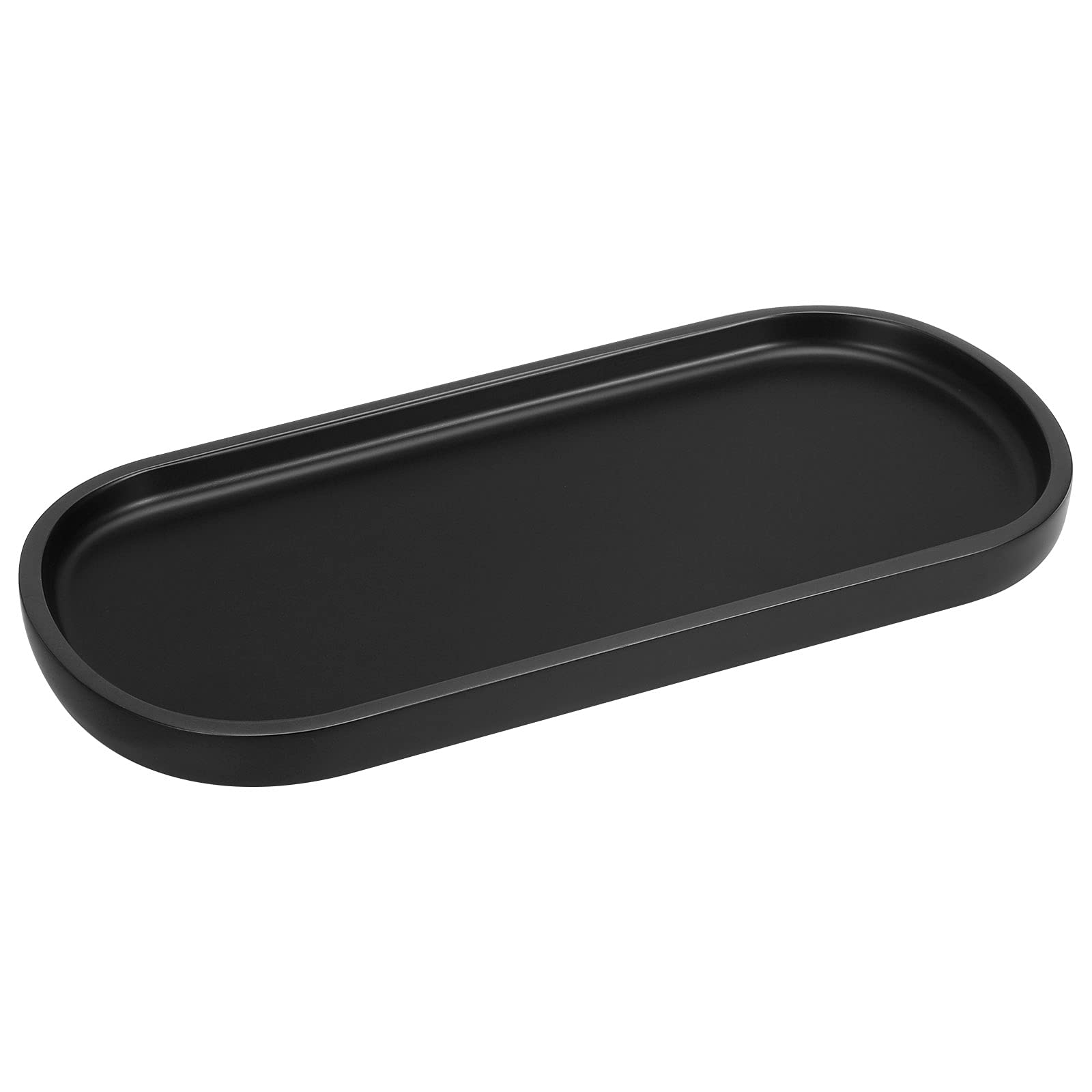 Luxspire Vanity Tray, Toilet Tank Oval Storage Tray, Resin Soap Holder Bathtub Tray, Bathroom Countertop Organization, Vanity Organiser for Candles, Soap, Towel, Plant - Matte Black