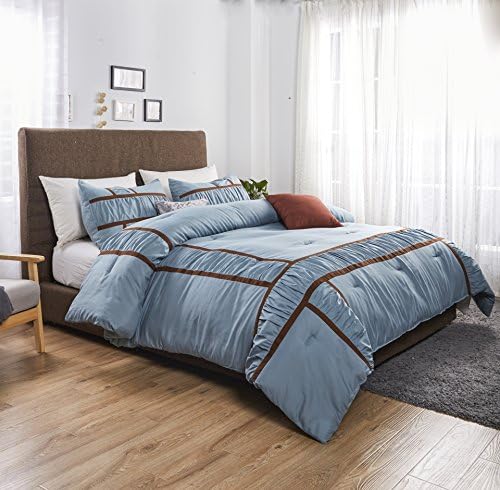 Felicite Home 3 Piece Oversized Duvet Cover Set ,Egyptian Quality Luxury Super Soft WRINKLE FREE Duvet Quilt,Queen,Blue