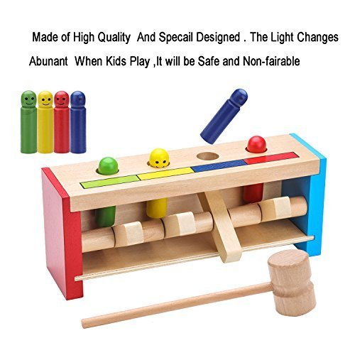 Wooden Toys Pounding Bench Wood Mallet Game for Baby Toddlers & 1 Year