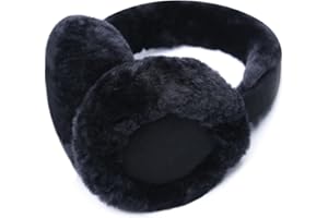 Harssidanzar Classic Winter Earmuffs for Men and Women - Unisex Sheepskin, Foldable, Outdoor Earmuffs HU301CA