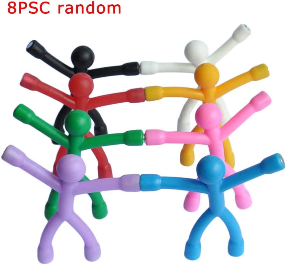FCGV 8Pcs Bendable Magnetic Q-Man Toy Flexible Rubber Figures Holding Papers Photos -Random
