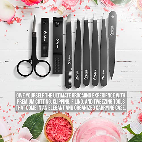 Nylea 9pcs Manicure Set [Tweezers & Nail Clippers] Stainless Steel Pedicure Scissors, Toenails Cutic - //medicalbooks.filipinodoctors.org
