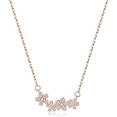 Reffeer Solid 925 Sterling Silver Cubic Zirconia Flower Necklace Chain for Women Teen Girls Flower Choker Necklace Pendant