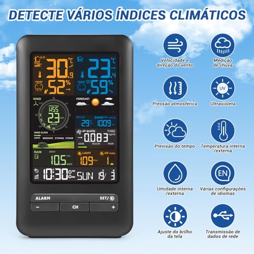 Estação Meteorológica, Estações Meteorológicas Sem Fio Interno Externo, Estação Meteorológica Sem Fio, com Pluviômetro