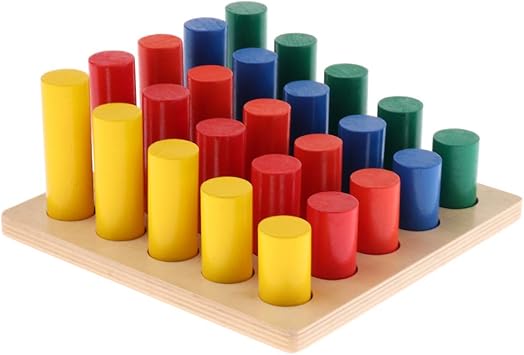 Perfeclan Holz Farbe Zylinder Leiter Blocke Montessori Sensorische Lehrmittel Fruherziehung Spielzeug Fur Kinder Kleinkinder Vorschulkinder Amazon De Spielzeug