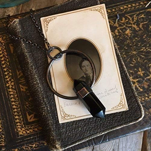 Black Obsidian Stone Crystal Pendant Necklace Large Boho Statement Jewelry for Women