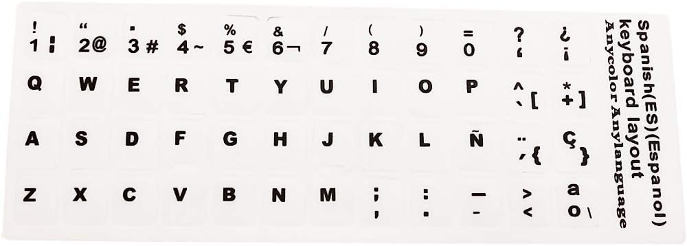 Keyboard Stickers, Black Letters with White Background, for all Laptops Desktop Computer's Keyboard (Spanish_White) - Image 3