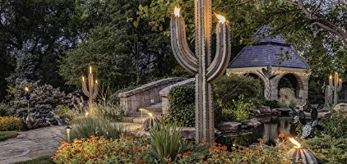 Desert Steel Saguaro Cactus - Steel Art Torch - Stands 5 Ft. Tall