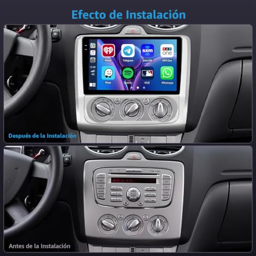 Inefala 4+64G Android 15 Radio for Ford Focus 2004-2011 with 9'' In-Cell Screen with Wireless Carplay and Android Auto Mirror Link Radio FM/RDS GPS WiFi Bluetooth SWC Reverse Camera