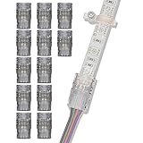 GRIVER 4 Pin LED Connector for Waterproof 5050 LED Strip Light- Strip to Wire Quick Connection (12Pcs 4-Pin Strip to Wire Connectors)