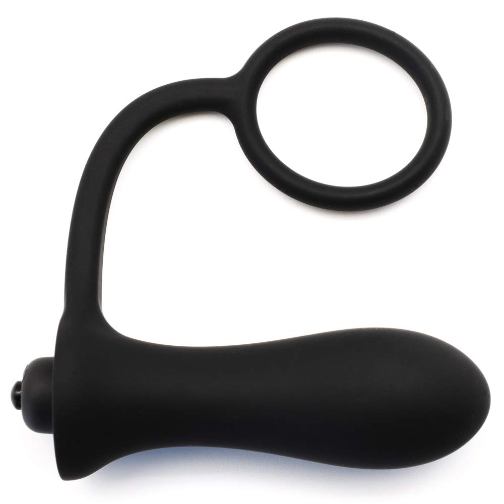 BeHorny Butt Plug Mega Power Silicone Vibrating Prostate Massager Cock Ring, Black