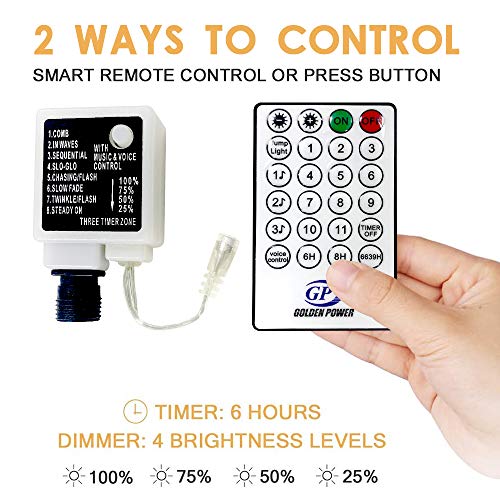 Christmas Dual Color LED String Light, 2 in 1 Cool and Warm White, Timer/Remote/Dimmable/9 Modes, Plug in , 66ft 200 LED, Indoor Outdoor Decorative Fairy Light for Bedroom, Patio, Party and More