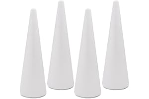 Crafare 4 Pack Foam Cones Polystyrene Cone 3.66x11.8Inch for Christmas Tree Project Wedding Table Centerpiece Arts Crafts Supplies and Floral Arrangement