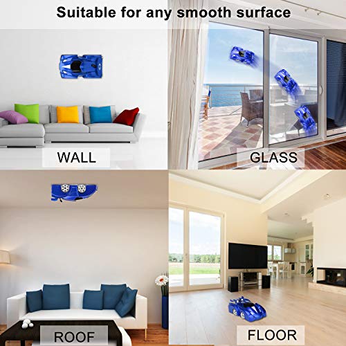 Ansee Wall Climbing Car Remote Control Car Rechargeable Mini Size 360° Rotating Defying Gravity Toy with LED Light Birthday for Kids, Boys & Girls (Mini-Blue) - Thumbnail 4