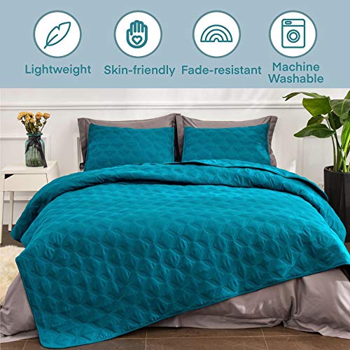 Litanika King Size Quilt Set Teal Turquoise Summer Bedspreads