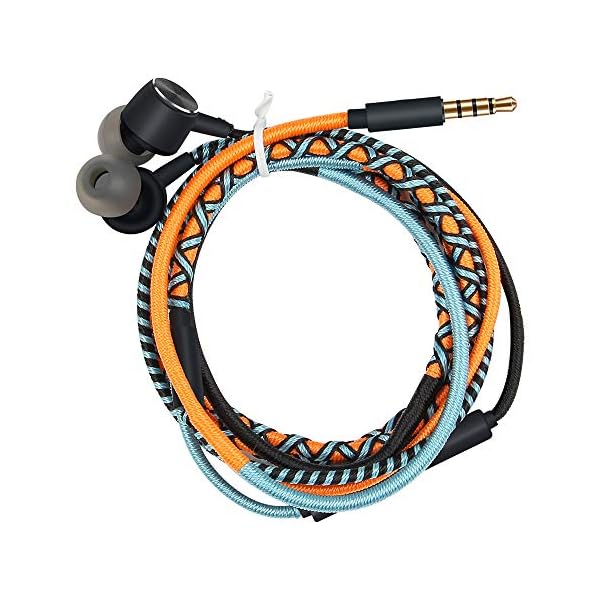 URIZONS Auricolari in Ear, Cuffiette, Cuffie con Microfono e Telecomando  per iPhone iPad iPod Mac Laptop Tablet Smartphone Android tribù di Fili  Tessuti a Mano avvolta Auricolare Arancia - Cuffie Hi-Fi