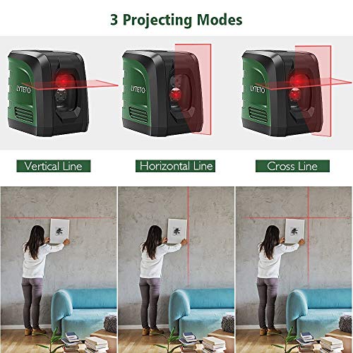 Laser Level, BeiXun LYTETO Cross Line Laser Level with Dual Modules Measuring Ranges 50ft, Self-Leveling Vertical and Horizontal Line, Magnetic Mount Base and Batteries Included - Thumbnail 2