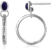 Watforsh Natural Turquoise Gemstone Birthstone Stud Earrings with Circle Dangle Hoop Earrings Boho style for Vintage Western Jewelry