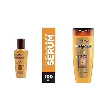 L'Oreal Paris Smooth Intense Serum, 100ml & L'Oreal Paris 6 Oil Nourish Shampoo, 175ml (With 10% Extra)