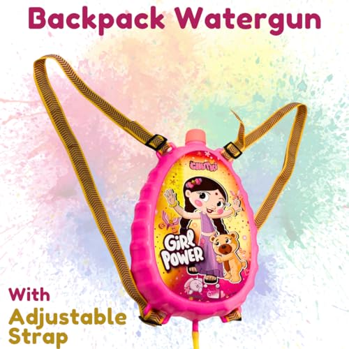 Storio Holi Water Toy Gun with Pressure Mechanism for Long Throw, Back Holding Tank, Back Holding Tank - Chutki & Friends 2