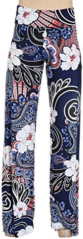 Uptown Apparel Women's Fold-over Waist Palazzo Pants- Made in USA (XL, BLUECORAL1)