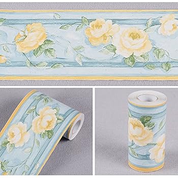 Yifely Yellow Peony Flower Wallpaper Border Self-adhesive ...