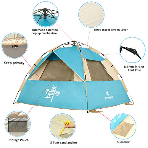 Gorich Easy Set Up Beach Tent with SPF UV 50+ Protection, Beach Sun Shelter Canopy Cabana for