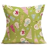 Gotd Merry Christmas Pillow Case Xmas 18 x 18 Cushion Cover Merry Chritmas Home Decor Design Throw Pillow Cover Pillow Case 18 x 18 Inch Cotton Linen for Sofa (Gift H)