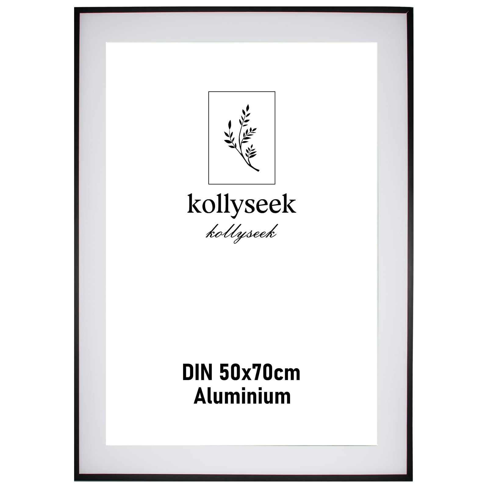 kollyseek Picture Frame Aluminium 50 x 70 cm Black Metal Poster Frame with Shatterproof Acrylic Glass Modern Photo Frame Picture Frame with Mount for Pictures Poster Photos Black