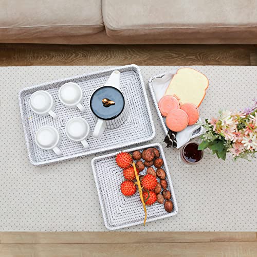 CELEZAR Wicker Baskets Trays Rattan Serving Tray Rectangle Vanity