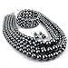 KOSMOS-LI Multi Layer Large Pearl Strand Necklace Bracelet And Earring Imitate Grey Pearl Jewelry Set For Women