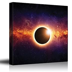 Solar Eclipse on a Colorful Starry Galaxy - Canvas Art Home Art - 12x12 inches