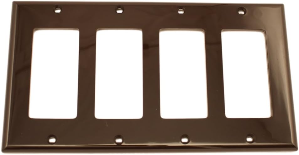 Leviton 80412-N 4-Gang Decora/GFCI Device Wallplate, Standard Size, Thermoset, Device Mount, Brown