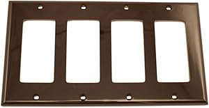 Leviton 80412-N 4-Gang Decora/GFCI Device Wallplate, Standard Size, Thermoset, Device Mount, Brown