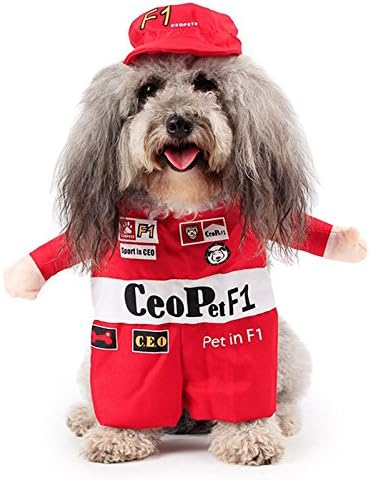 Cuteboom Pet Costume Dog Racing Driver Role Play Suit With a Hat (M)