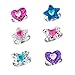 SkyWiseWin Rings Set for Children, Perfect Adjustable Flash Powder Heart Shaped Butterfly Star Rings for Little Girls, Kid's Jewelry Set