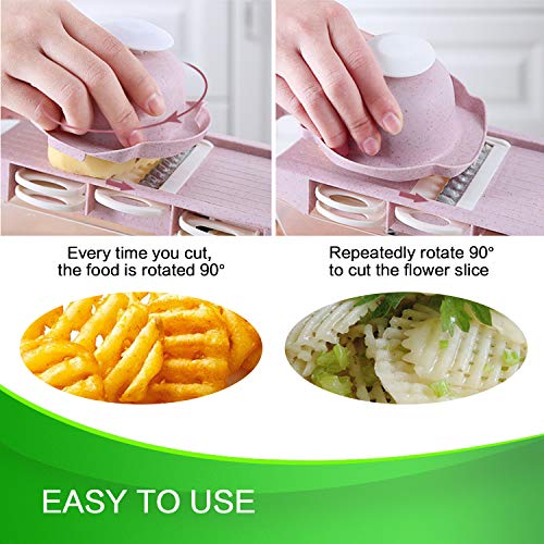 K Kwokker Vegetable Chopper Mandoline Slicer Dicer Cutter Grater Cutter Spiralizer with 6 Interchangeable Stainless Steel Blades - Heavy Duty Julienne Multifunctional Kitchen Food Choppers - Thumbnail 2