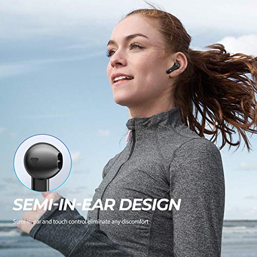 SOUNDPEATS Truebuds True Wireless Earbuds Semi-in-Ear TWS Stereo Bluetooth Earphones V5.0 Touch Control Bluetooth Headphones with Mic, 2600mAH Charging Case, Total 70 Hours Playtime, USB-C