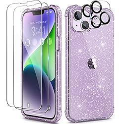 BERFY for iPhone 14 Case Glitter, with 2X Screen