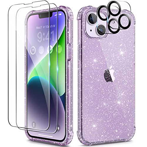 BERFY for iPhone 14 Case Glitter, with 2X Screen