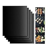 Grill Mat Set,100% Non-stick BBQ grill & Baking Mats - FDA-Approved, PFOA Free, Reusable and Easy to Clean-Works on Gas, Charcoal, Electric Grill and More - 15.75 x 13 Inch (5 pack)