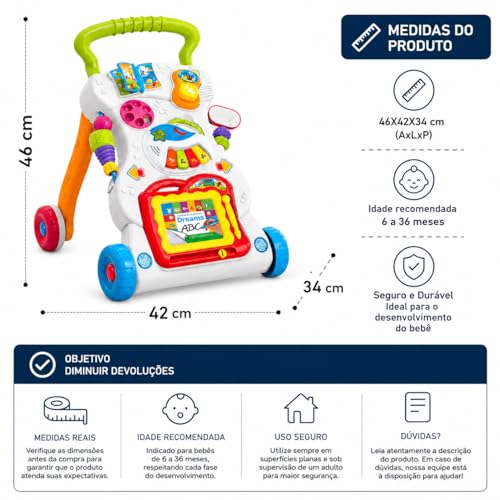 Andador Musical 3 em 1 Infantil | com Luzes, com Sons, Atividades Educativas