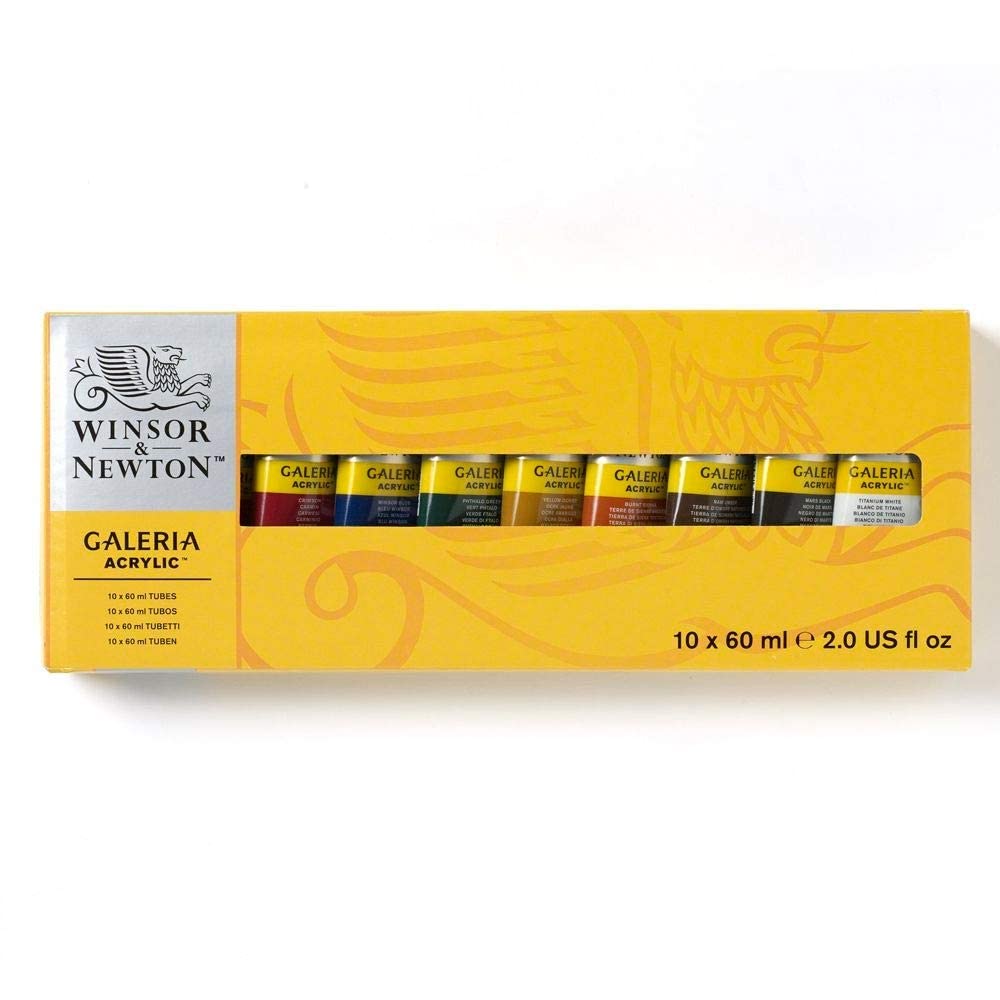 Winsor and Newton 2190517 Galeria Acrylic 10 Pieces Tube Colour Set, 60ml Volume