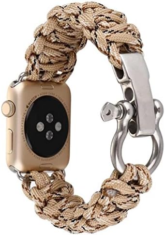 38mm Survival Rescue Bracelet Outdoor Camouflage Apple Watch Band,Seven-core Umbrella Rope Smart Watch Band Replacement Link Bracelet Strap for Apple Watch (Camo Beige)
